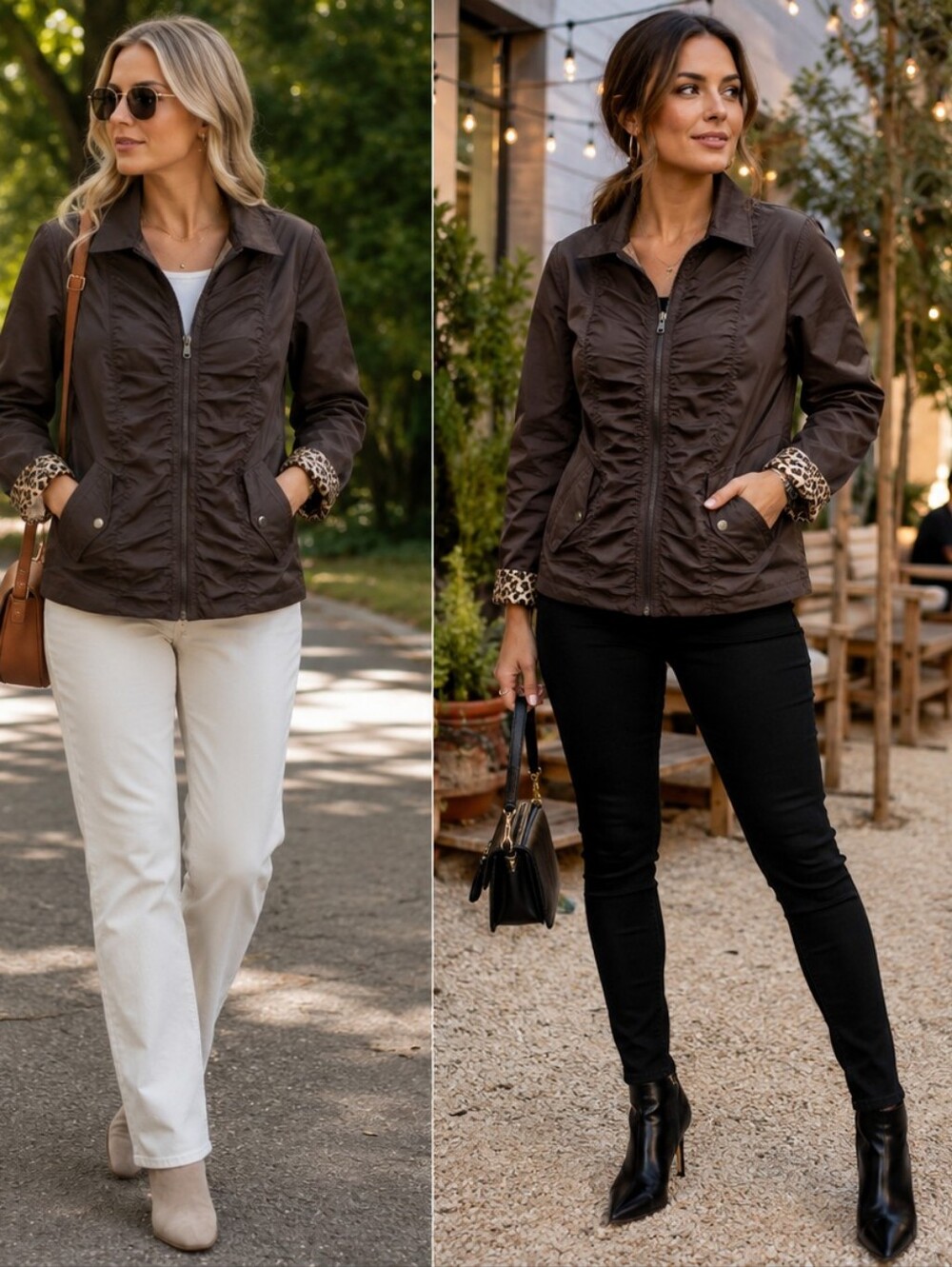 Erin London Brown Zip-Front Jacket - Women's